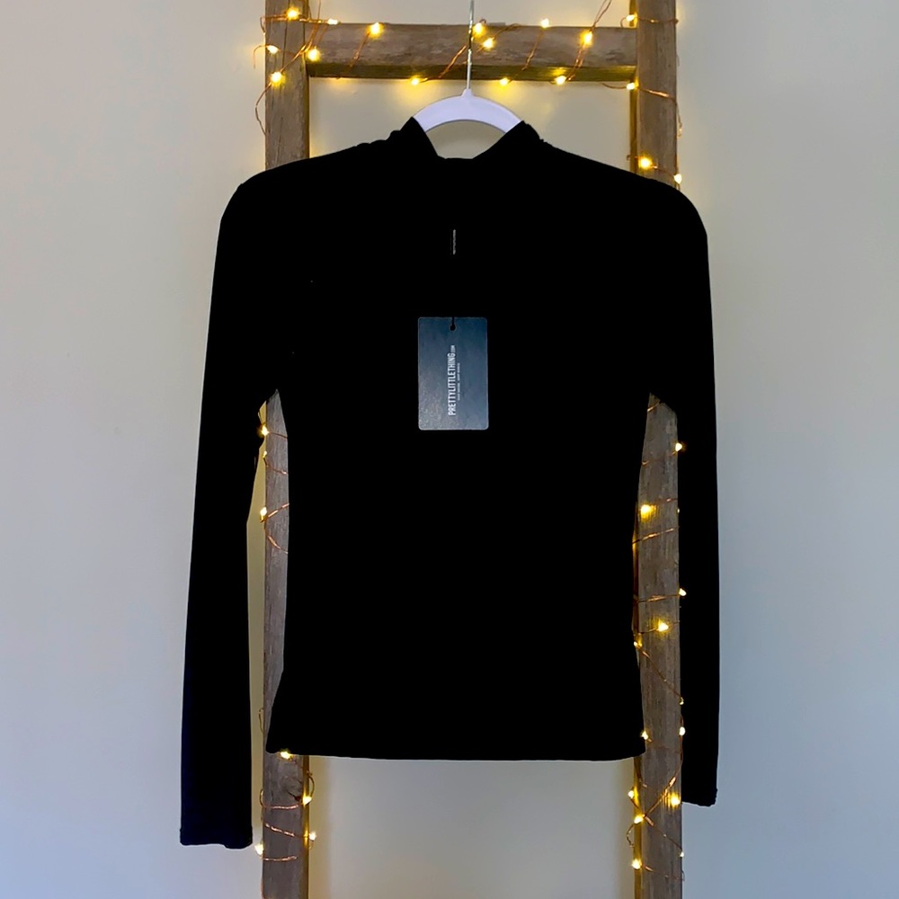 PrettyLittleThing Black Mock-Neck Top, size 6